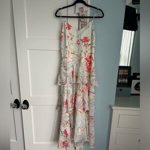 Karen Millen White & Pink Tiered Maxi Dress